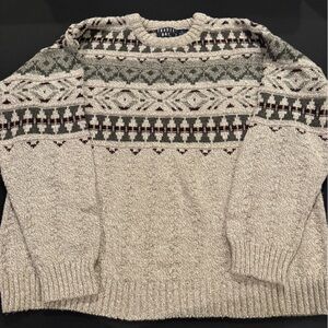 Vintage 90s‎ Trader Bay Fair Isle Sweater L Made USA Cottagecore